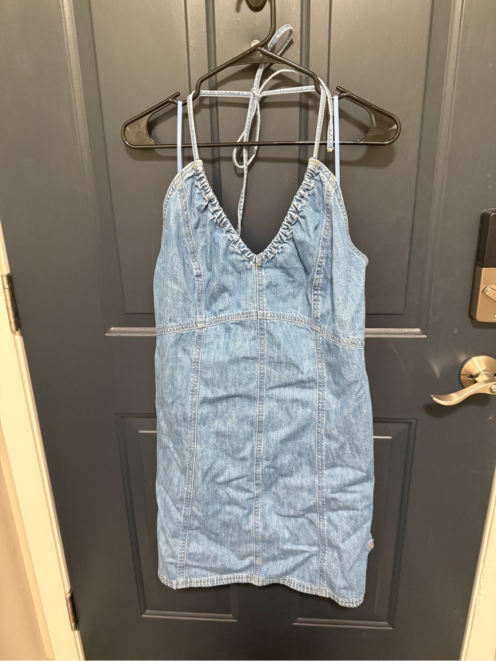 Universal Thread Light Blue Denim Halter Mini Dress